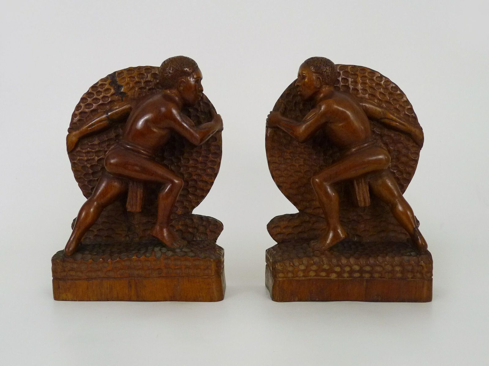 Pair Of Africanist Rosewood Bookends, Art Deco By B Ralisam photo furniture