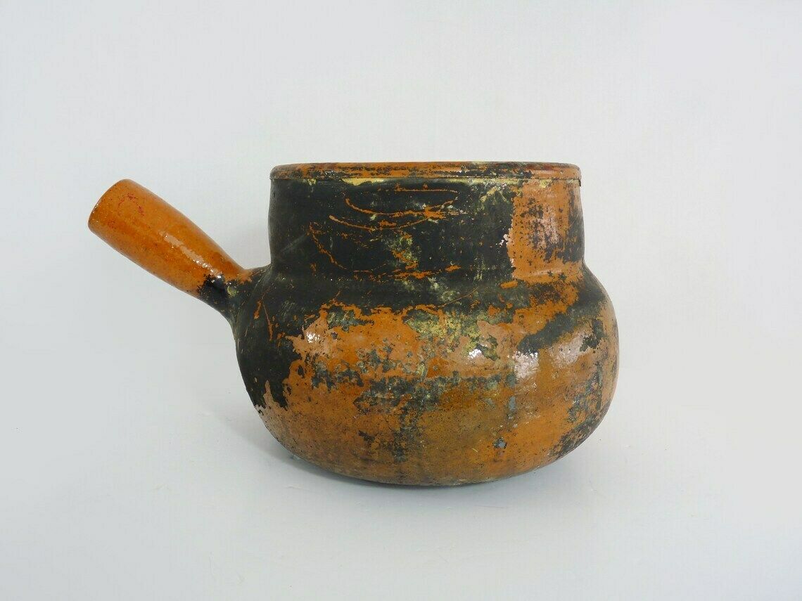 Old Large Spinning Top Glazed Terracotta Pottery High Pyrenees Stamp photo for sale