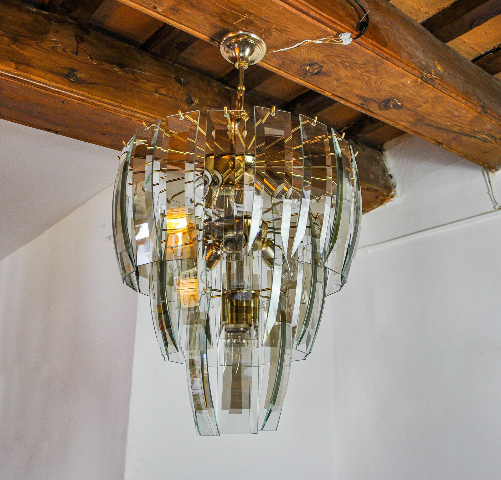 Black Veca Chandelier 3 Levels, Murano Glass, Italy, 1970 photo Lighting