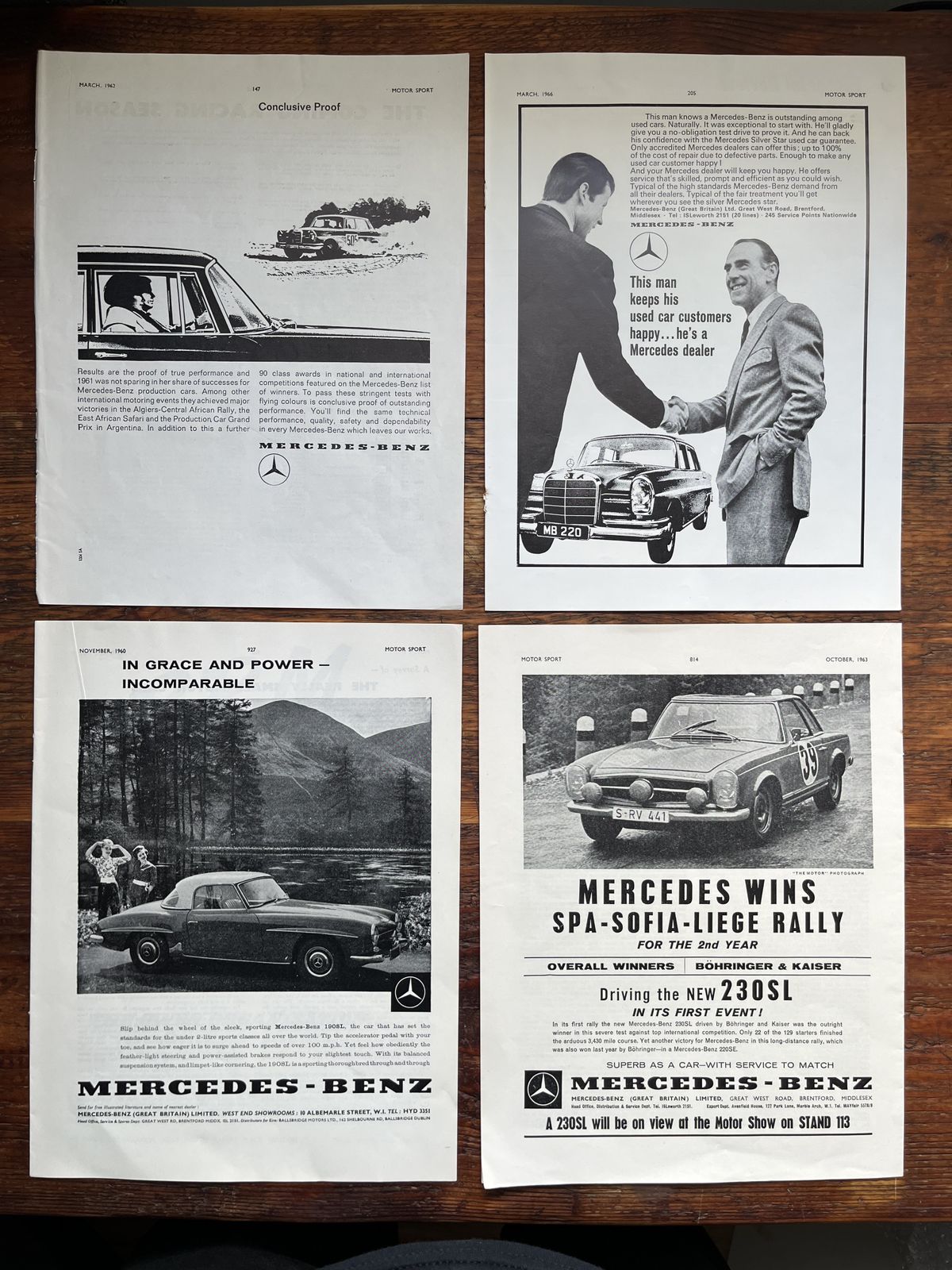 Original Mercedes Benz Advertising Print 1960s