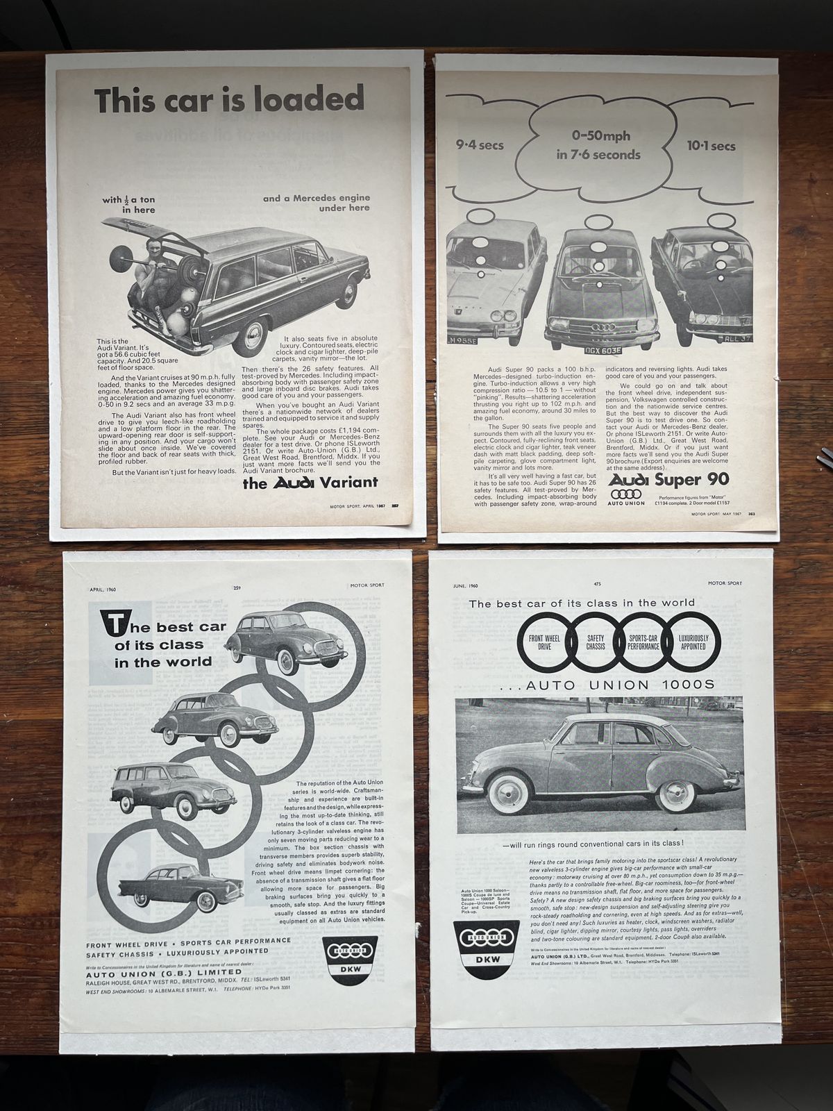 Original Audi / Auto Union Advertising Print 1960s photo Art