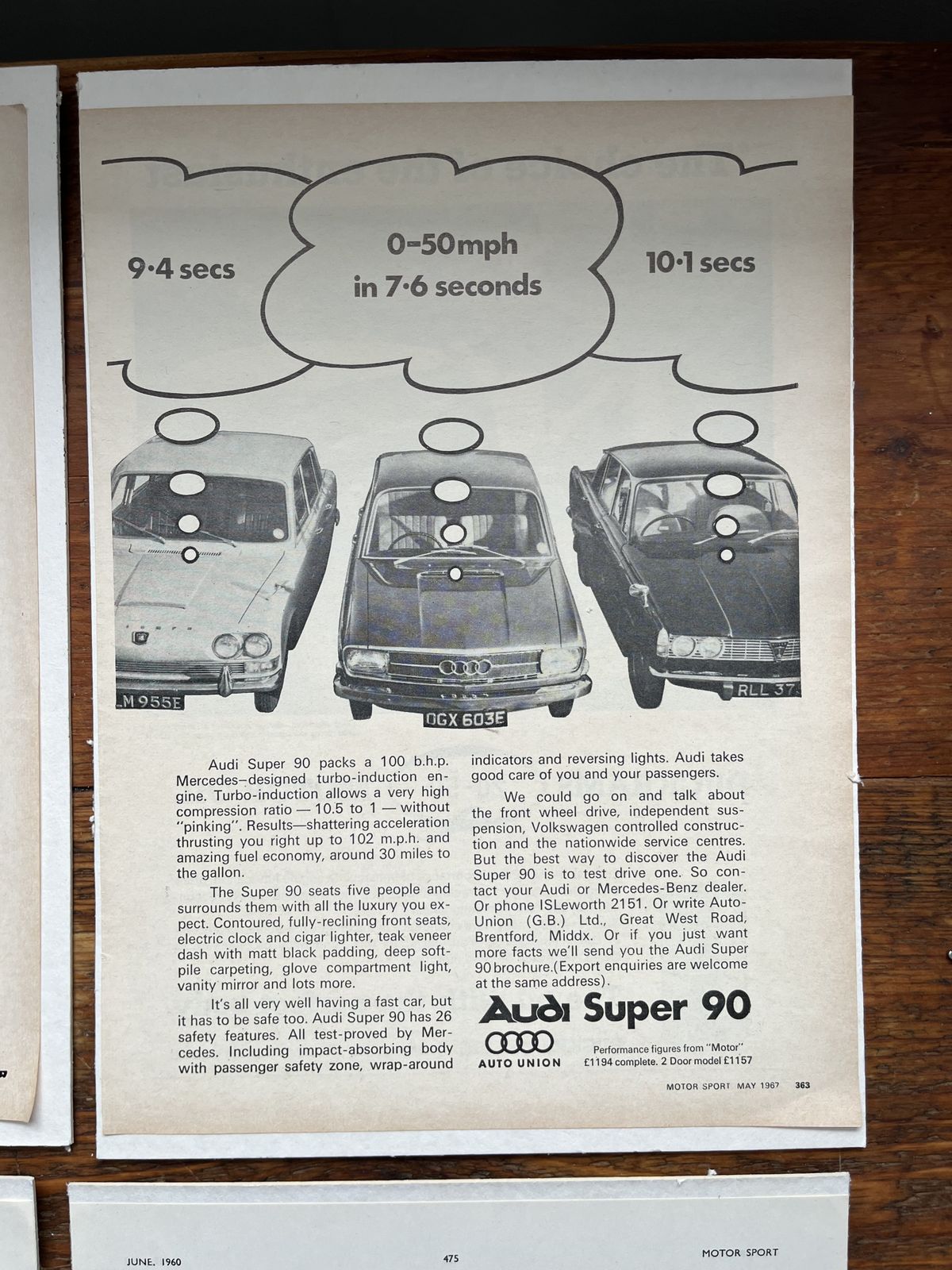 Original Audi / Auto Union Advertising Print 1960s photo 165.0