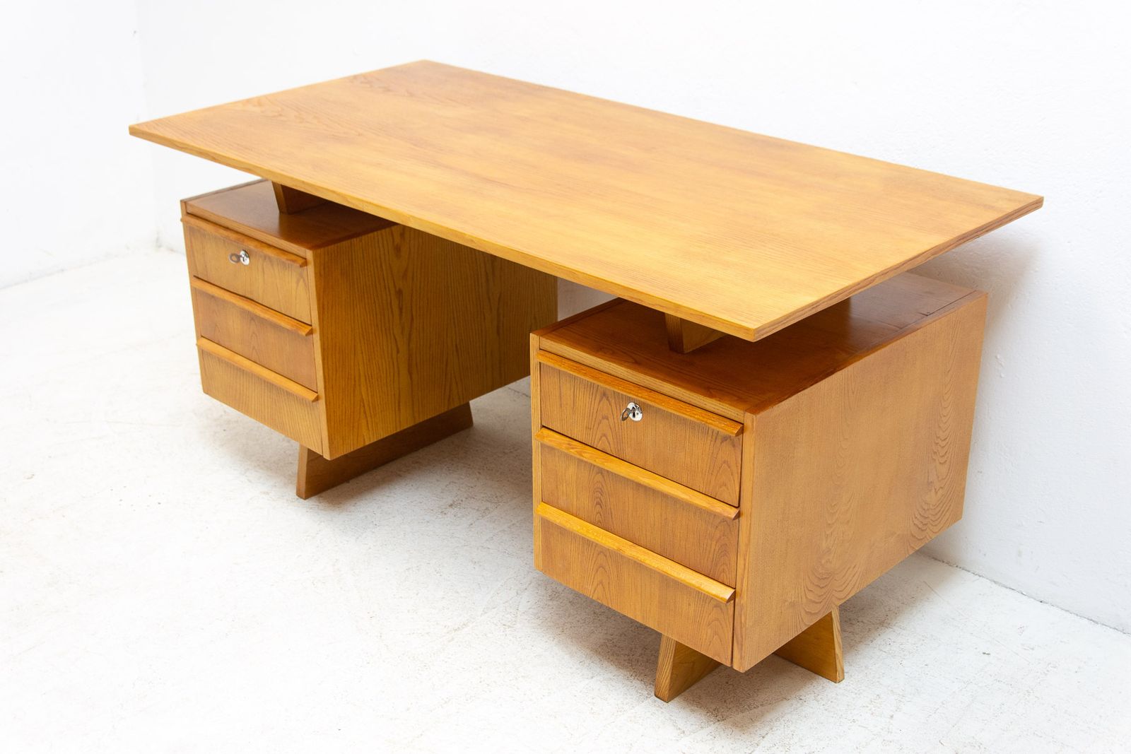 Mid Century Beechwood Writing Desk, 1970´S, Czechoslovakia photo vintage