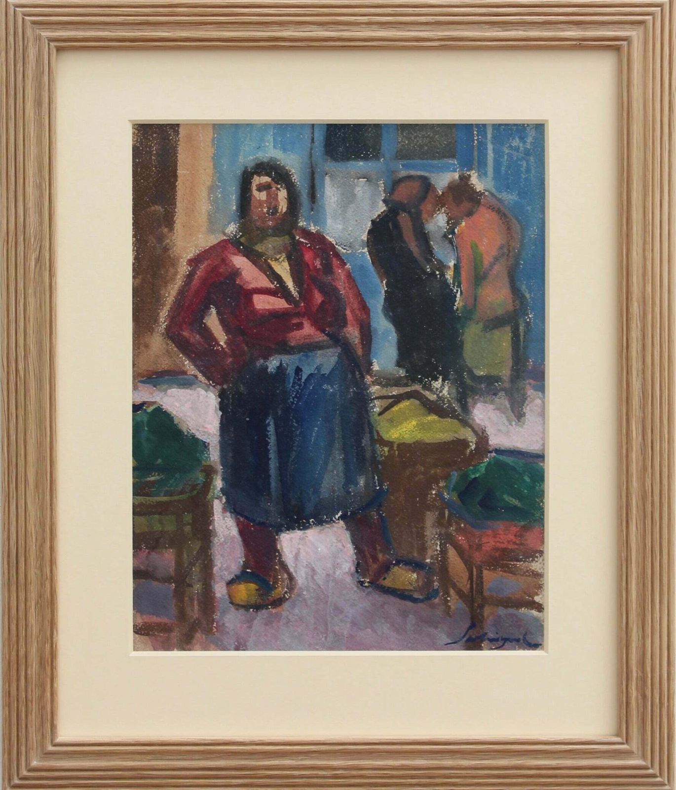 'The Market Seller In Nice' By Alfred Salvignol (Circa 1950s)