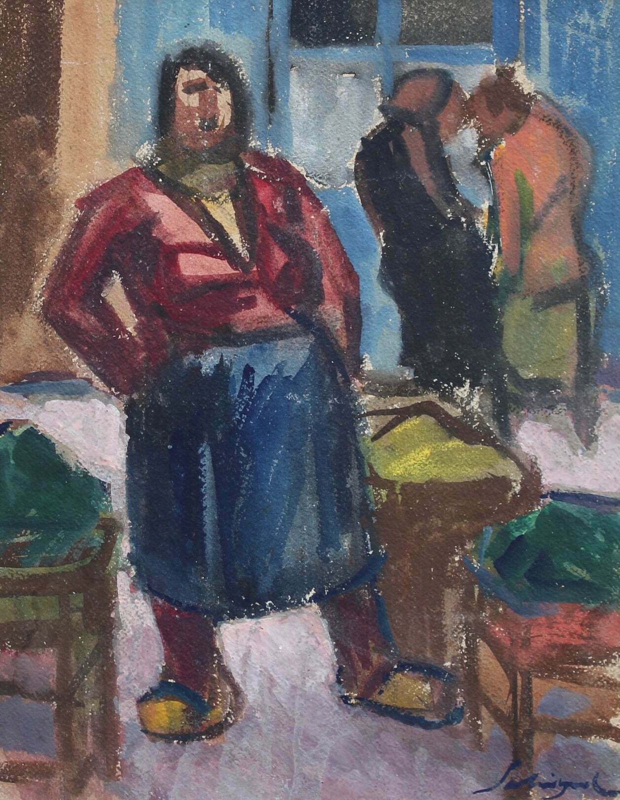 'The Market Seller In Nice' By Alfred Salvignol (Circa 1950s) photo for sale