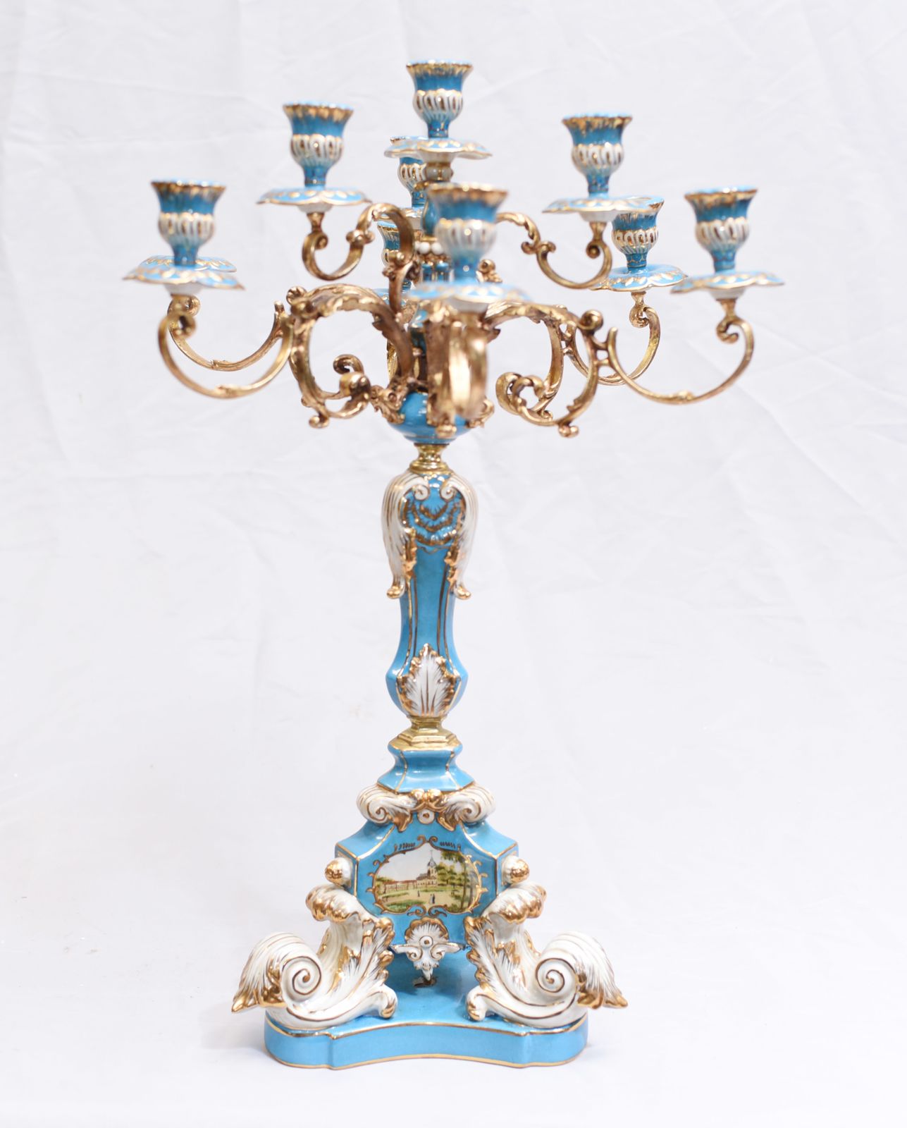Pair Porcelain Candelabras   French Sevres Gilt Candelabrum photo 1275.0