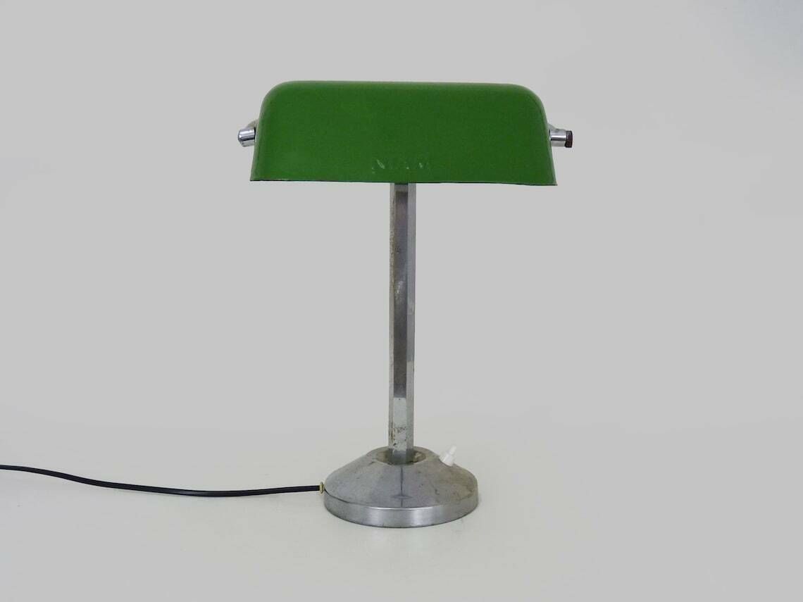 Niam Bureaulamp Met Beweegbare Kop, Donkergroen En Chroom photo for sale