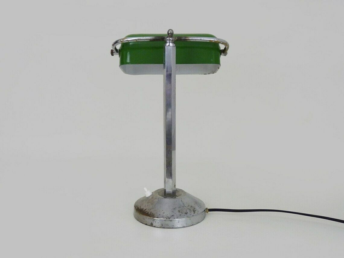 Niam Desk Lamp With Articulated Head, Dark Green And Chrome Color photo buy
