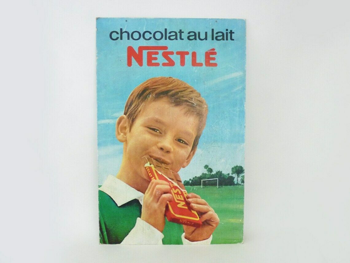 Old Nestlé Milk Chocolate Double Sided Cardboard Poster photo furniture