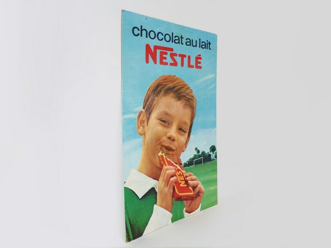 Old Nestlé Milk Chocolate Double Sided Cardboard Poster photo vinterior