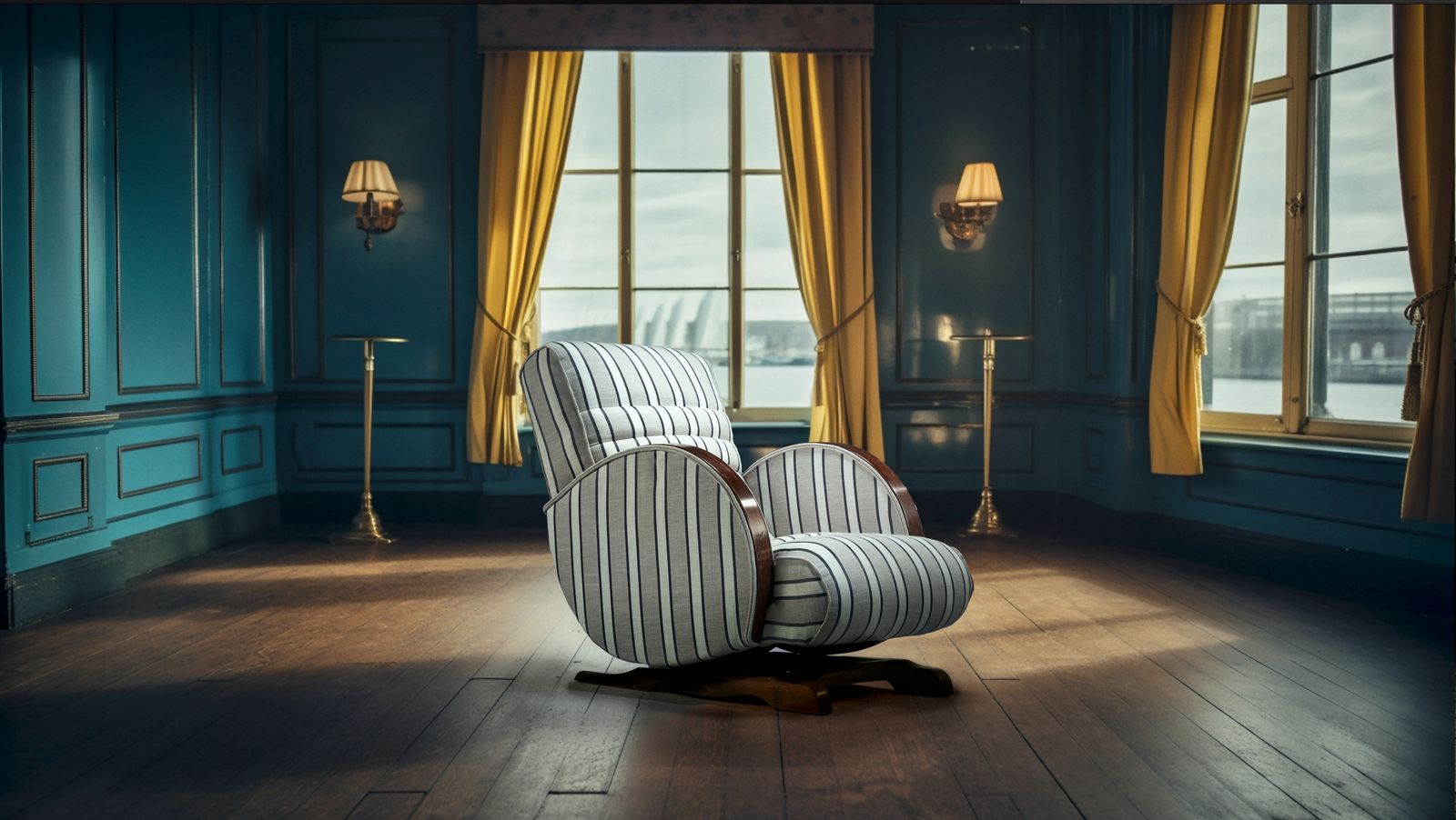 The Deco Modernist 'Maritime Gentle Rocker' Fluted Back Rocking Armchair, England Circa  1930's photo furniture