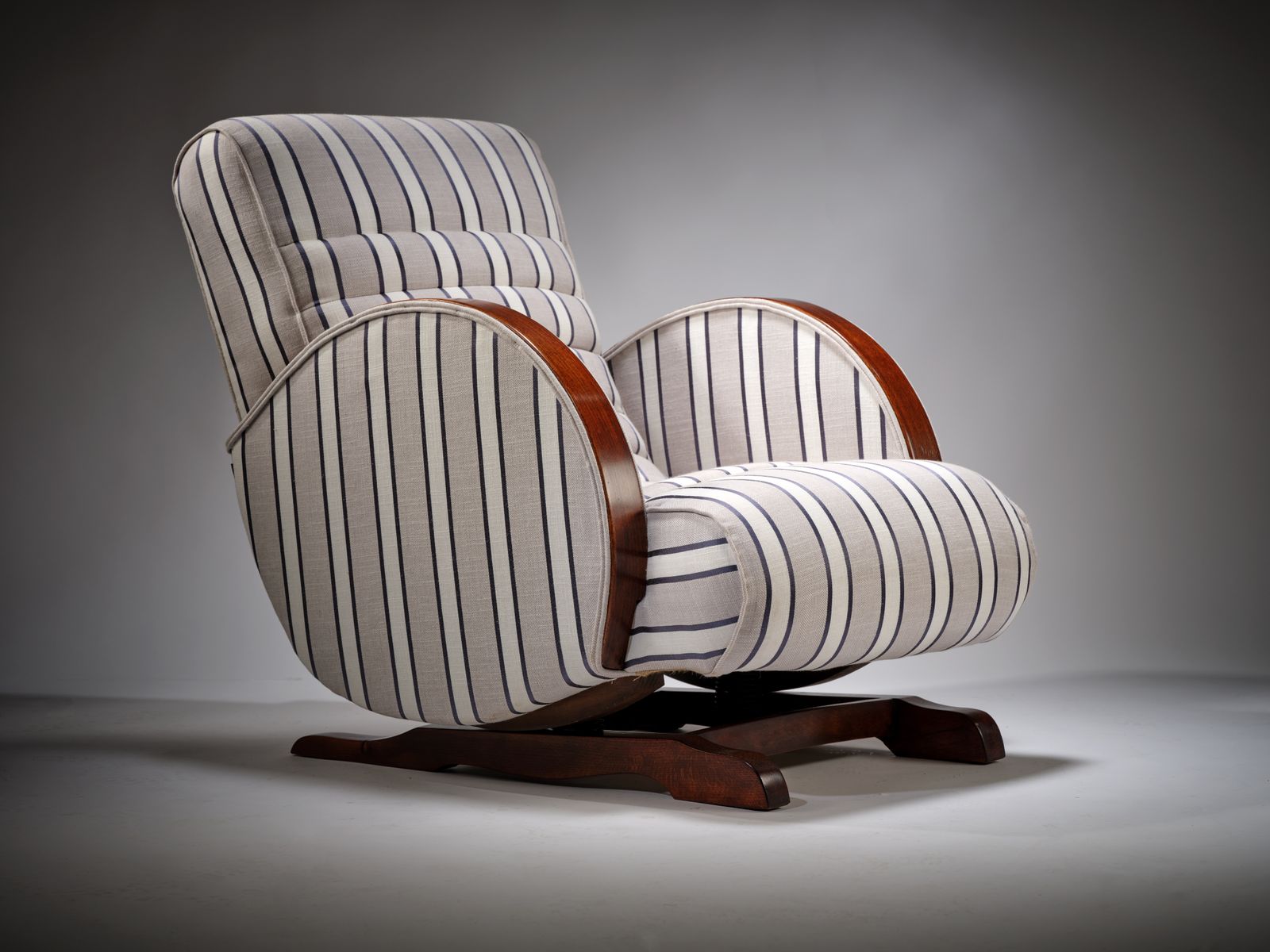 photo buy The Deco Modernist 'Maritime Gentle Rocker' Fluted Back Rocking Armchair, England Circa  1930's