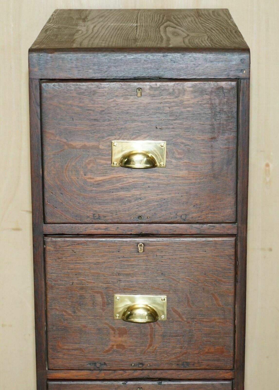 Antique Art Deco Circa 1920's Restored English Oak Filing Cabinet New Fittings photo Furniture