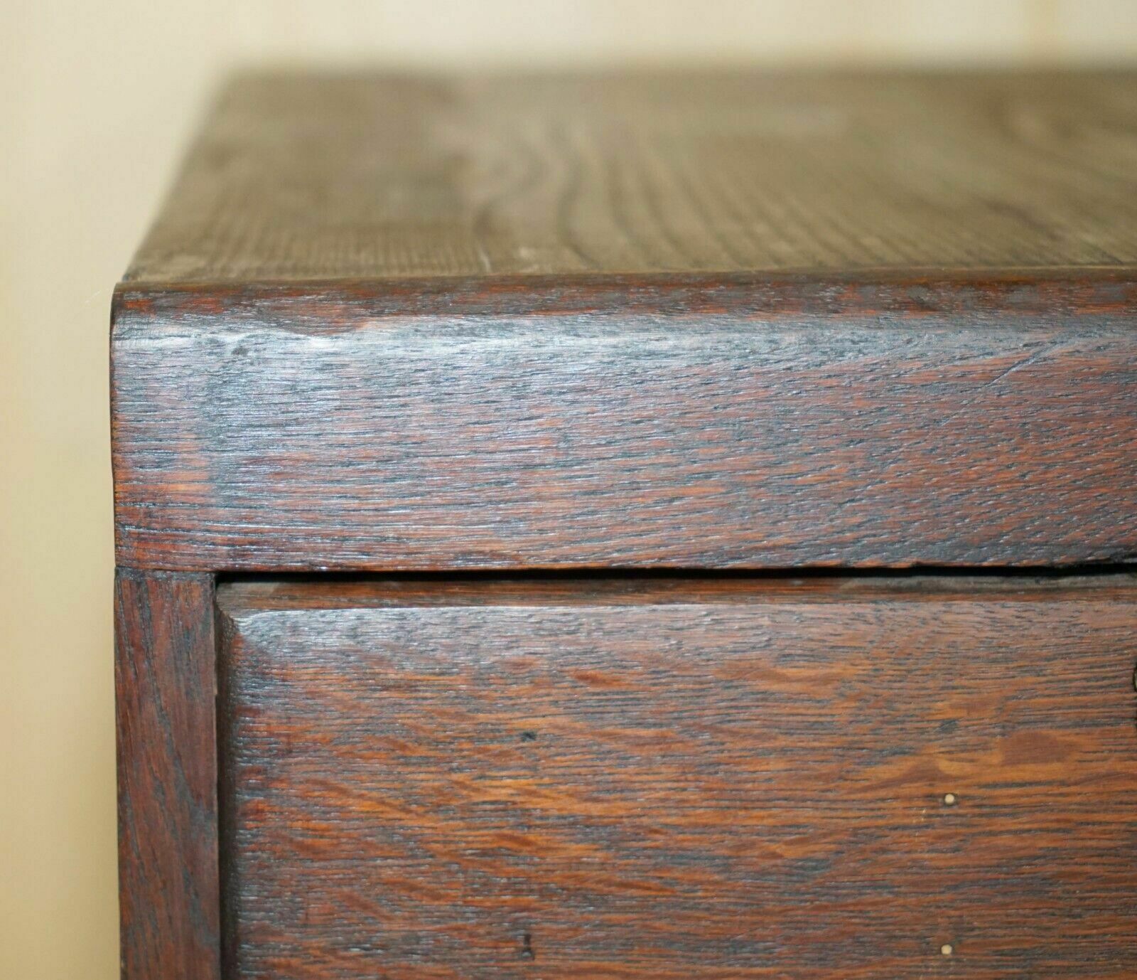 Antique Art Deco Circa 1920's Restored English Oak Filing Cabinet New Fittings photo 1250.0