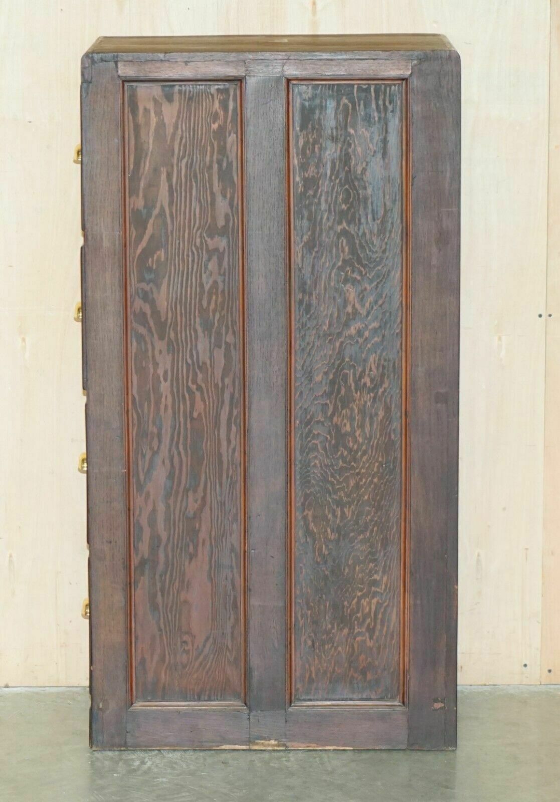 photo vintage Antique Art Deco Circa 1920's Restored English Oak Filing Cabinet New Fittings