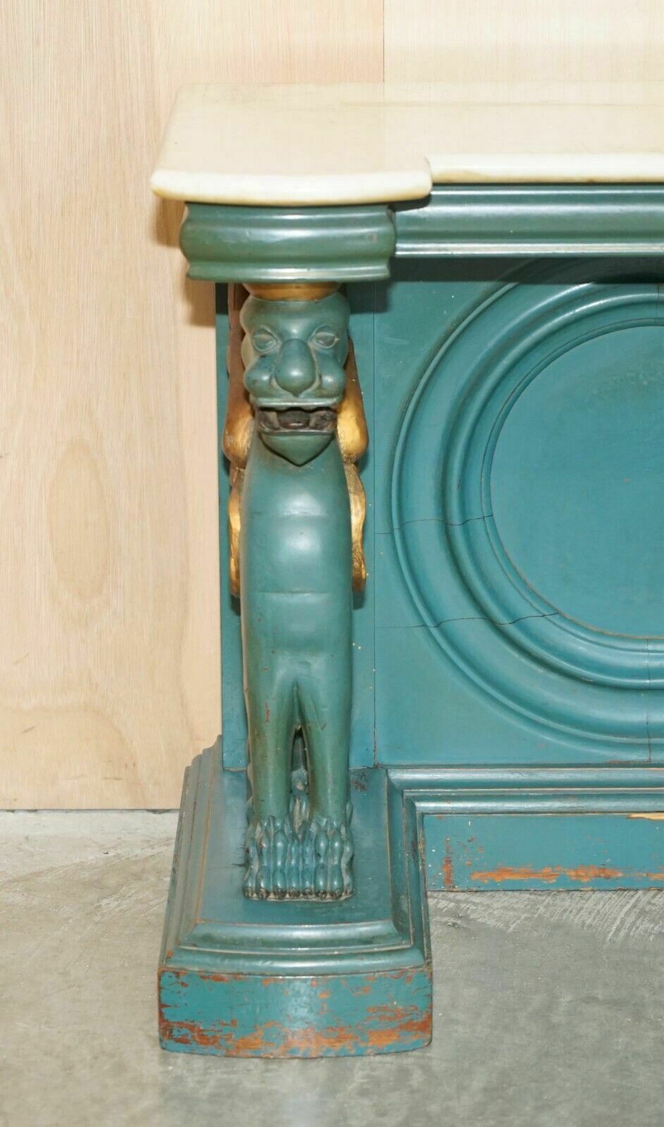 Antique Circa 1880 Hand Carved With Griffin's, Carrara Marble Top Console Table photo Furniture