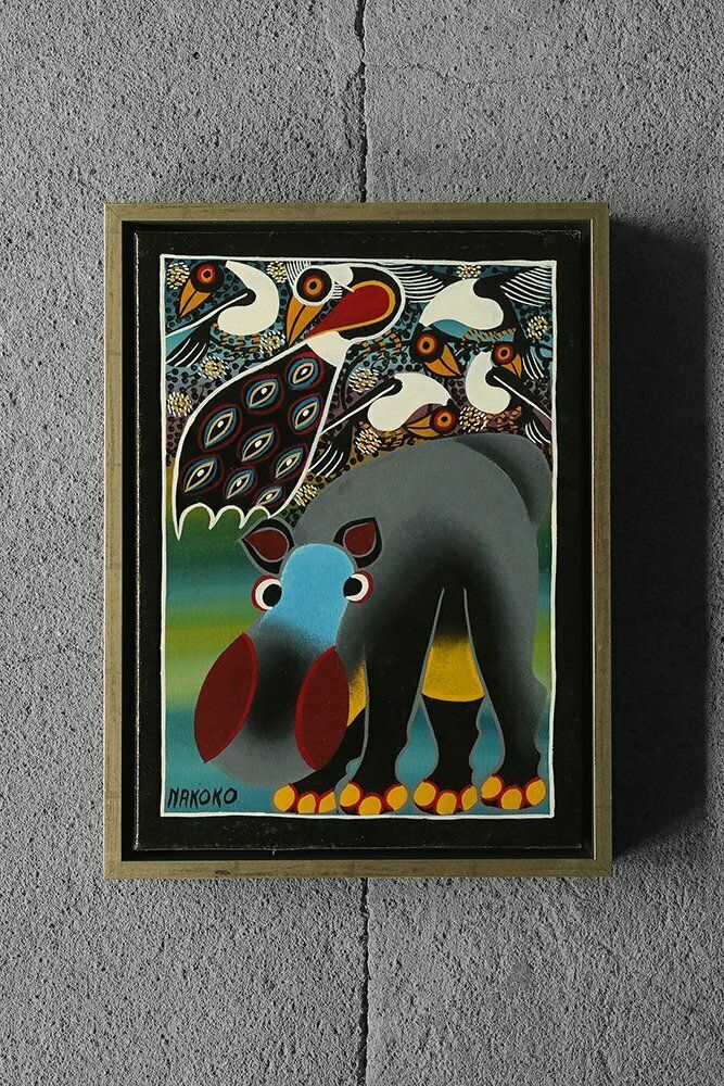 Saidi Nakoko, African Tingatinga School Composition, Oil On Canvas, 1970s, Framed