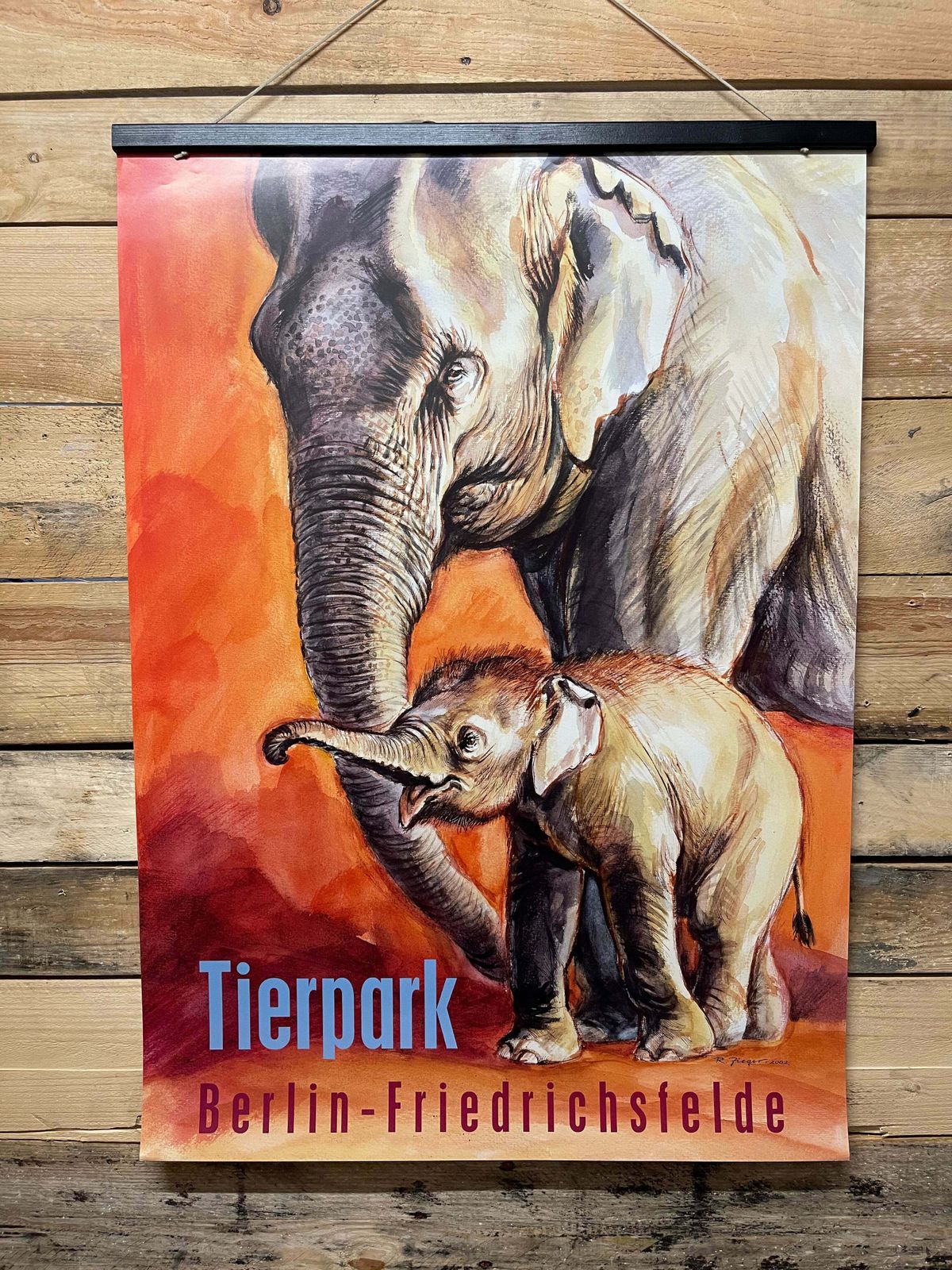 Rare Tierpark Berlin Elephants Original Zoo Poster By Reiner Zieger photo furniture