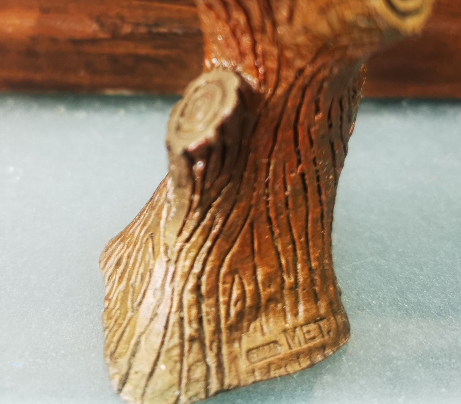 Miniature Metal Figurine Of Silver Leopard In Tree photo Art