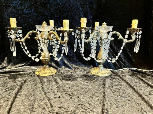 A Pair Of Three Light French Antique Lamps