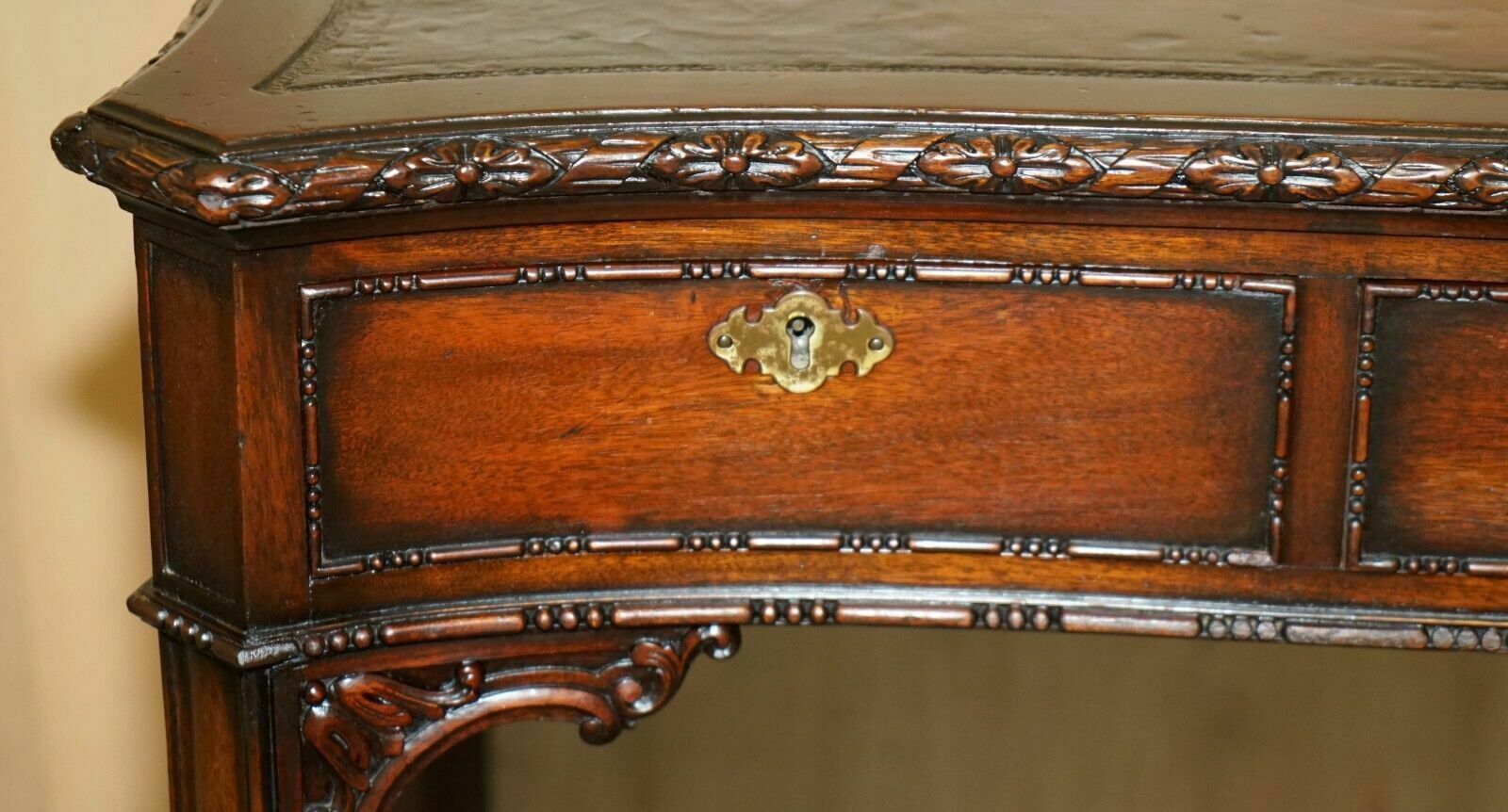 Waring & Gillow Paris Thomas Chippendale Taste Library Desk Brown Leather Top photo 2850.0