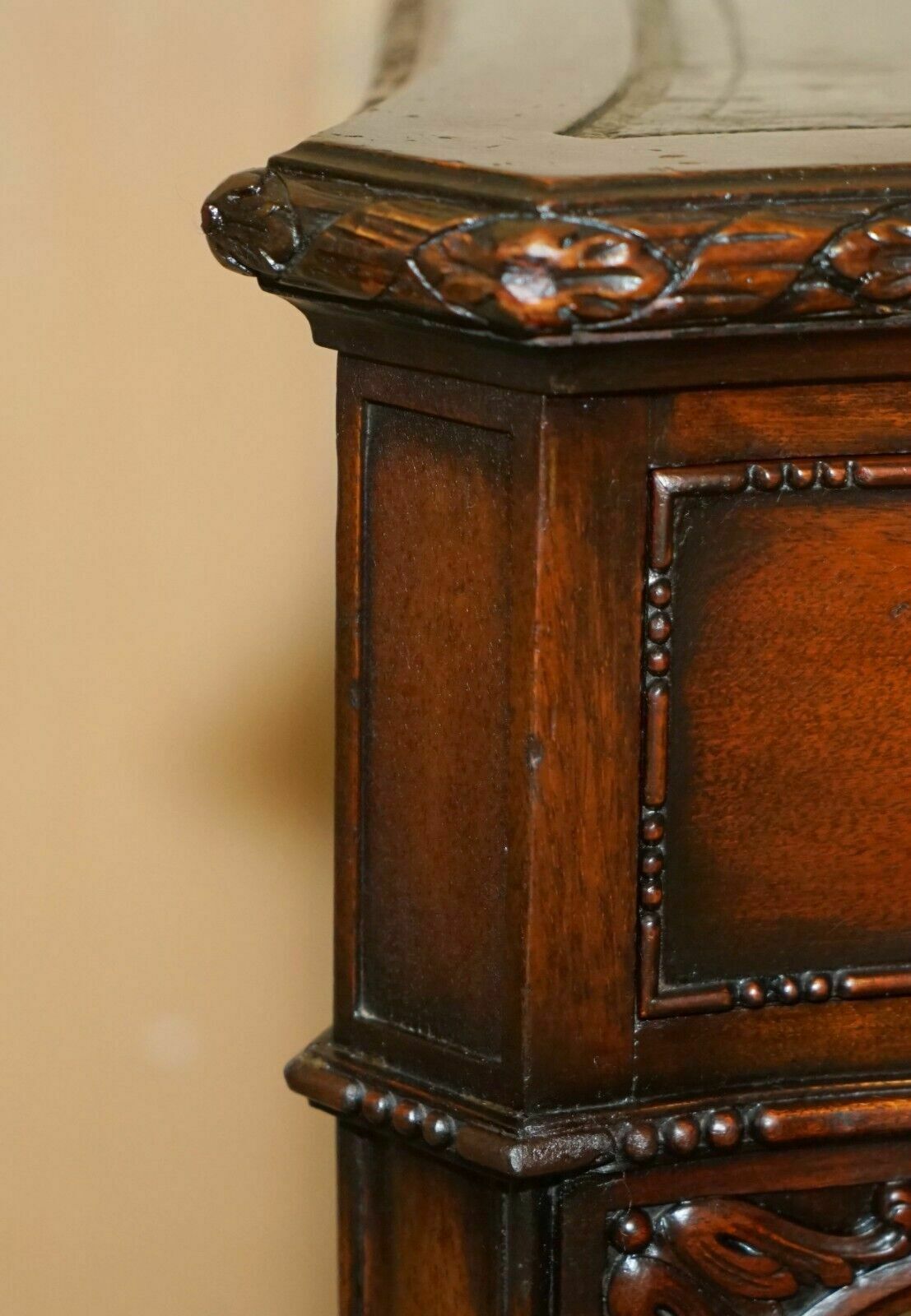 Waring & Gillow Paris Thomas Chippendale Taste Library Desk Brown Leather Top photo vinterior