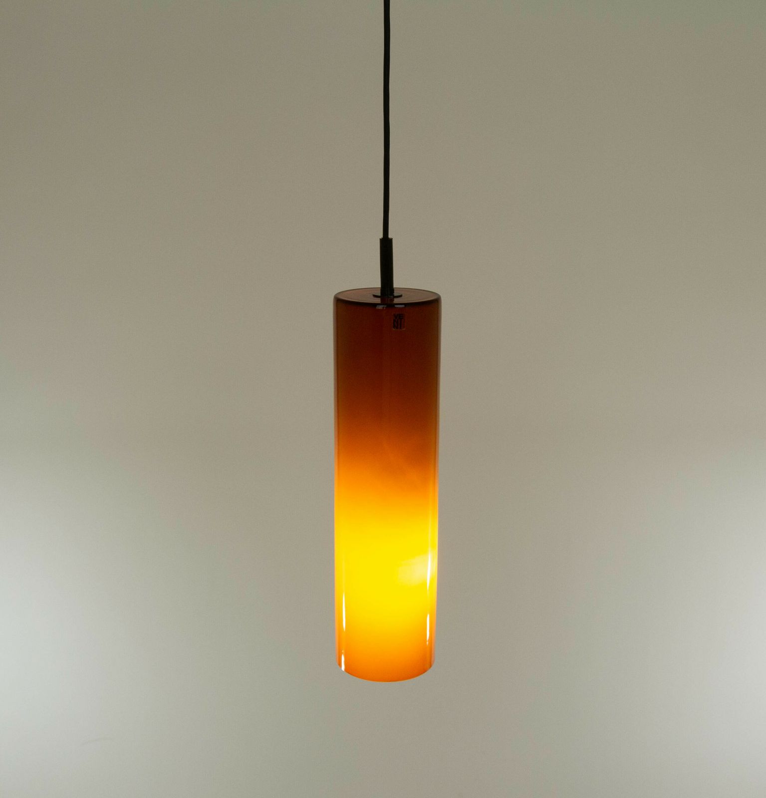 Cylinder Shaped Amber Coloured Pendant By Venini, 1950s