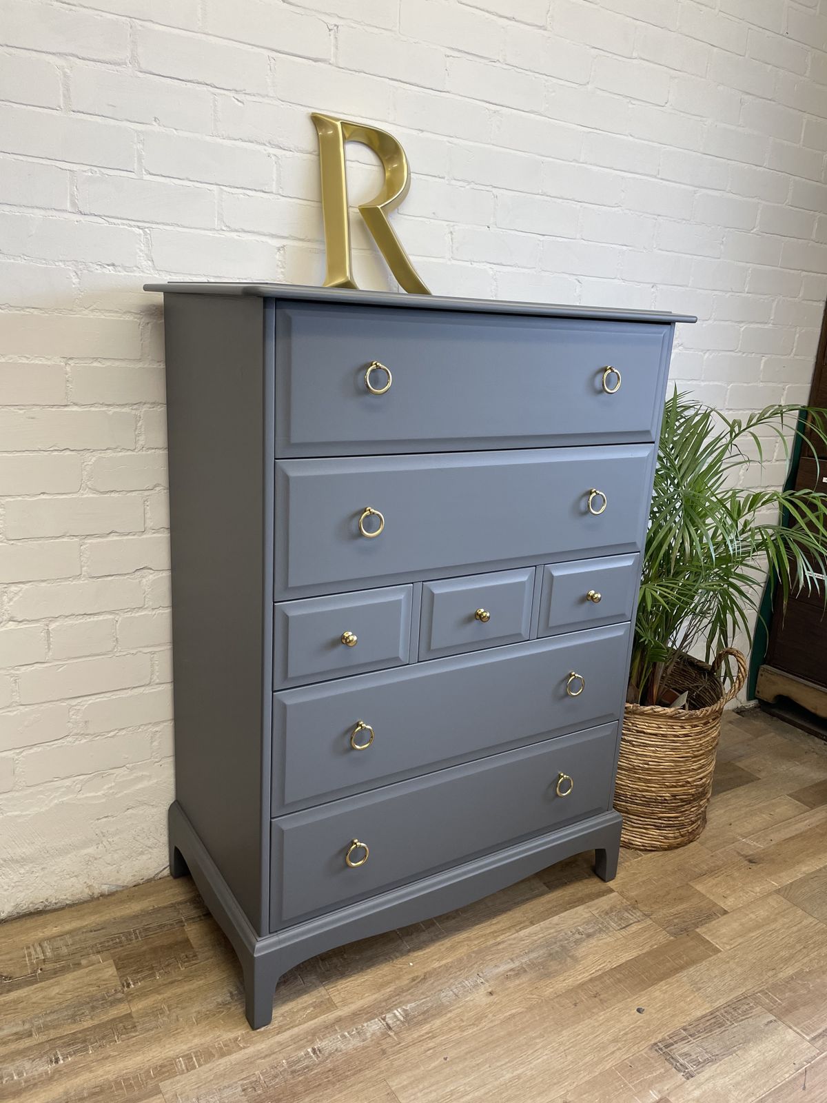 Stag Minstrel Tallboy Painted Grey photo vintage