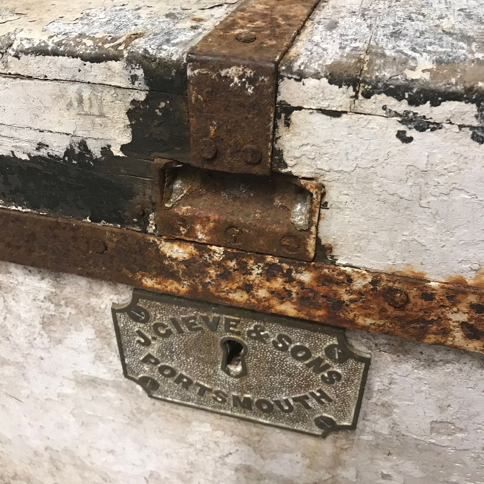 Large 19th Century James Gieves & Sons Portsmouth Naval Trunk photo for sale