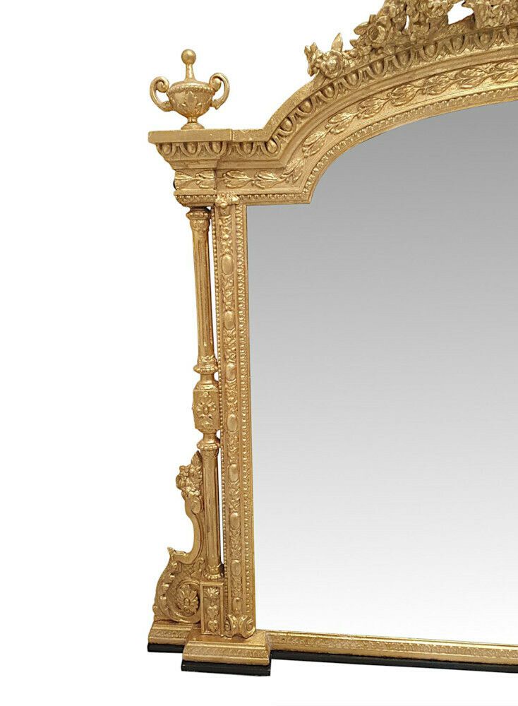 A Very Rare And Impressive 19th Century Giltwood Overmantle Mirror photo Home Decor