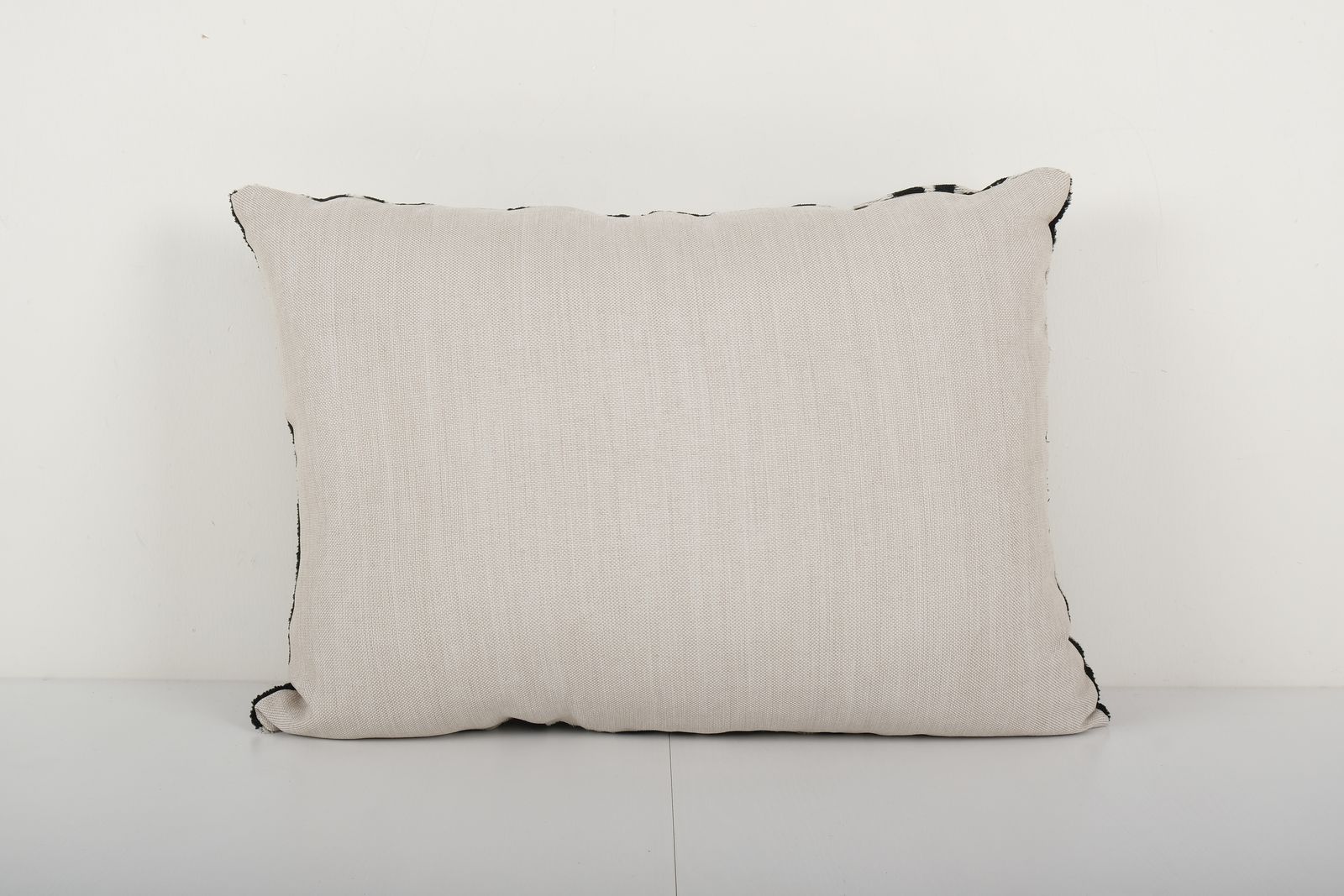 Ikat Velvet Pillow, Silk Lumbar Cushion Cover, Pair Black And Cream Boho Chic Pillow Cover 17'' X 24'' photo furniture