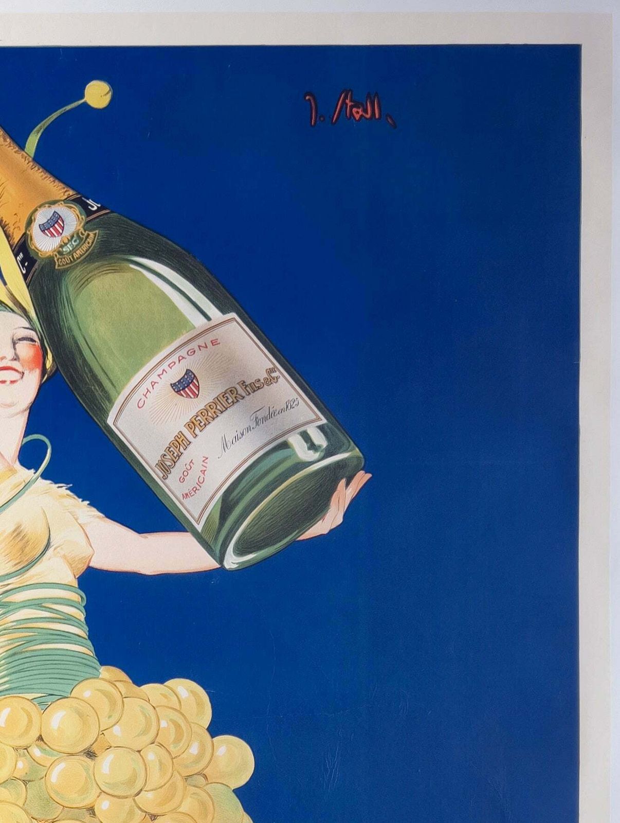 Joseph Perrier C1930 Champagne Vintage French Alcohol Poster, Joseph Stall photo Art