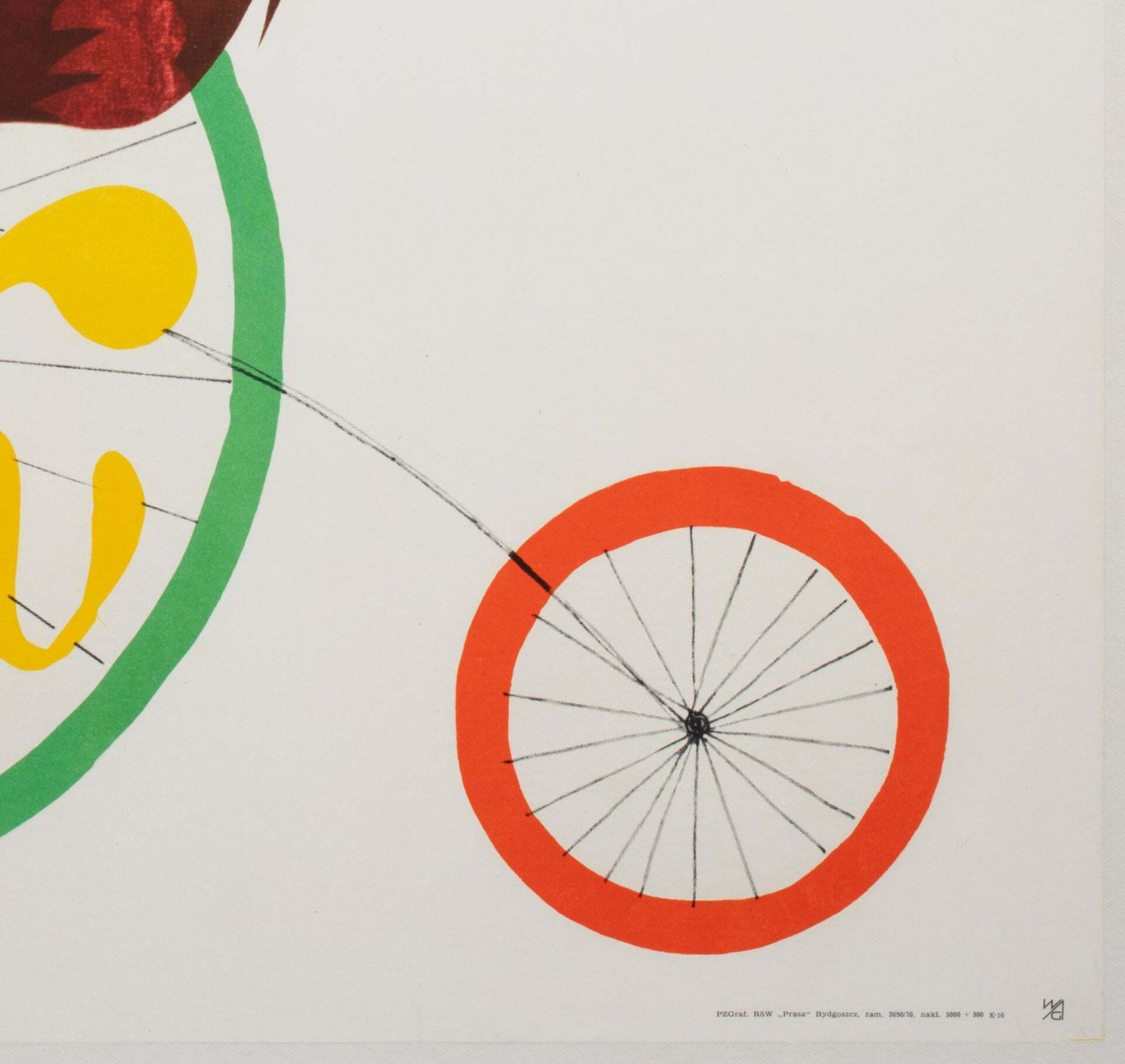 Cyrk Penny Farthing Riding Bear 1970 Polish Circus Poster, Jerzy Srokowski photo vintage