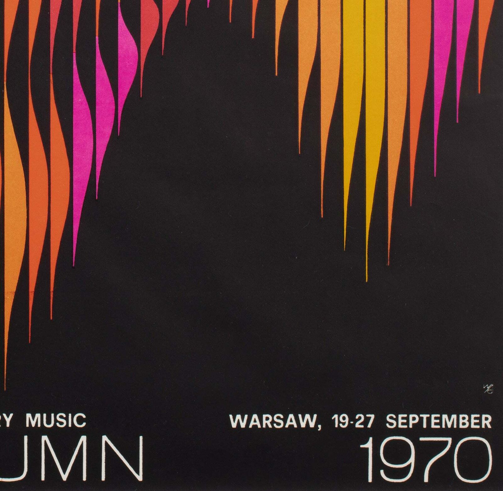 Warsaw Autumn 1970 Polish B1 Music Festival Poster, Hubert Hilscher photo vintage