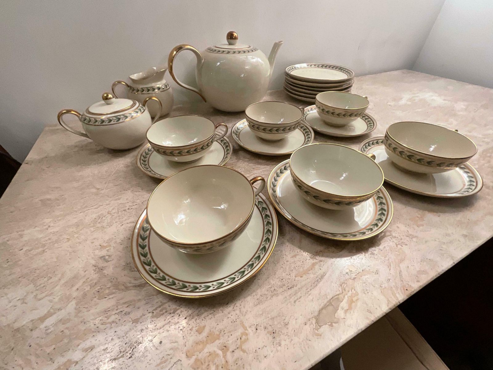 Gio Ponti   Tea For 6 With Dessert Plates, In Porcelain Richard Ginori Year 1939 photo for sale