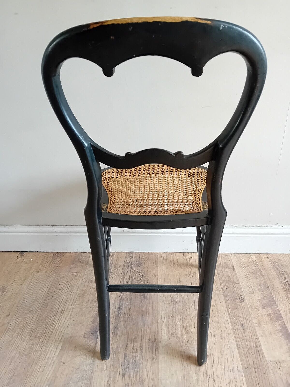 188.0 Delightful Circa 1840 Mother Of Pearl Inlay Ebonised Gold Leaf Bergere Chair photo