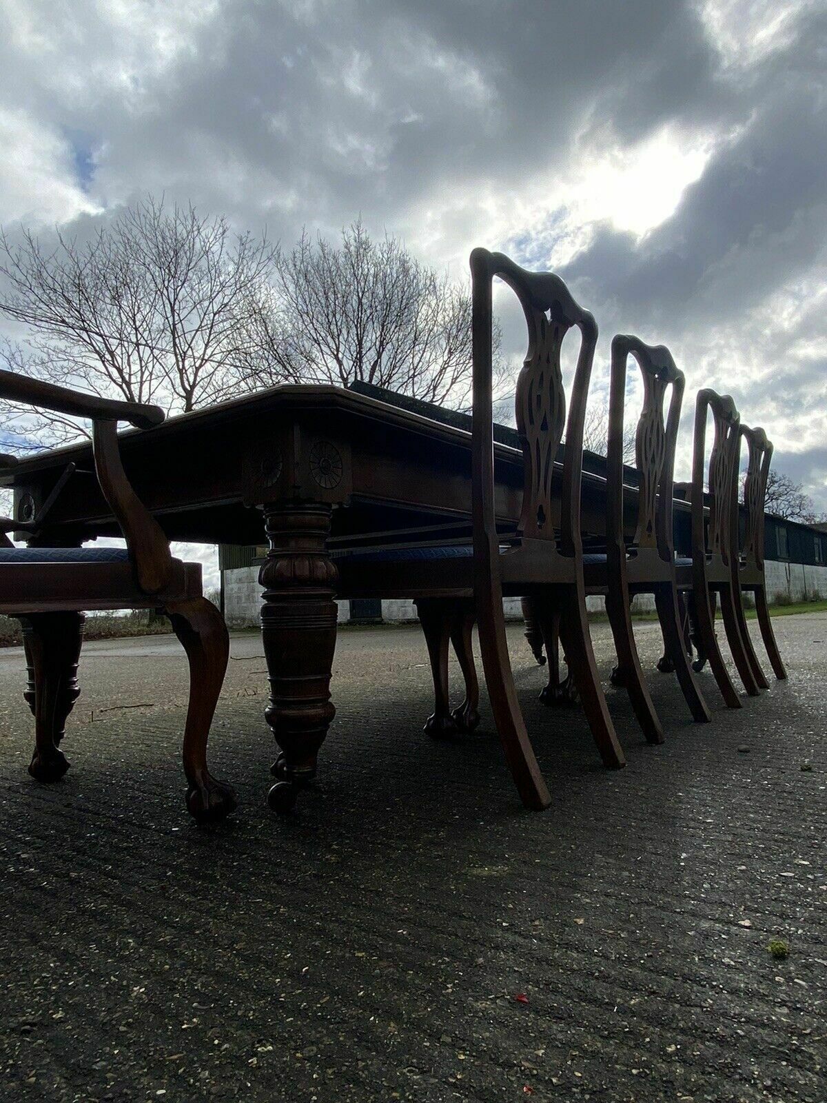 Set Of Six Large Antique Chippendale Style Mahogany Dining Chairs Inc 2 Carvers photo Furniture