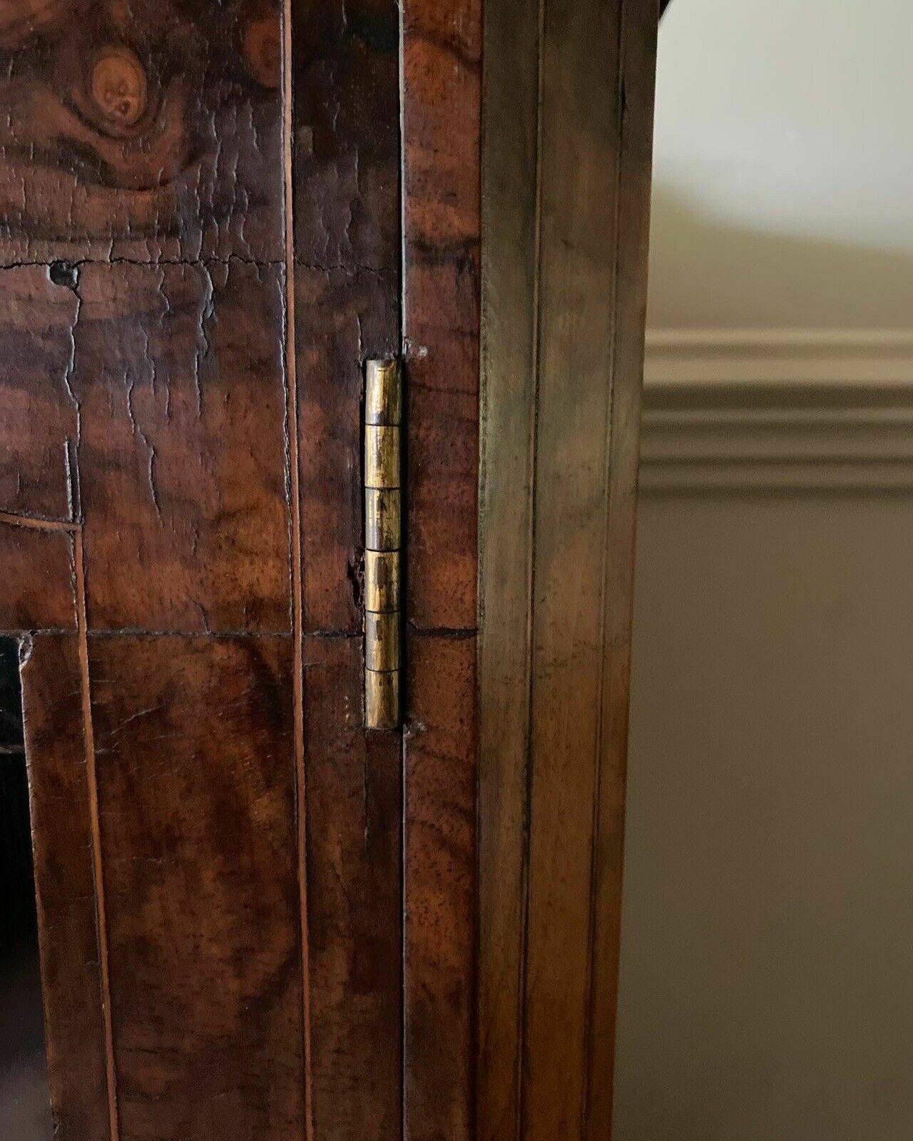 photo furniture Antique Georgian French Style Marquetry Burle Walnut Display Glazed Cabinet