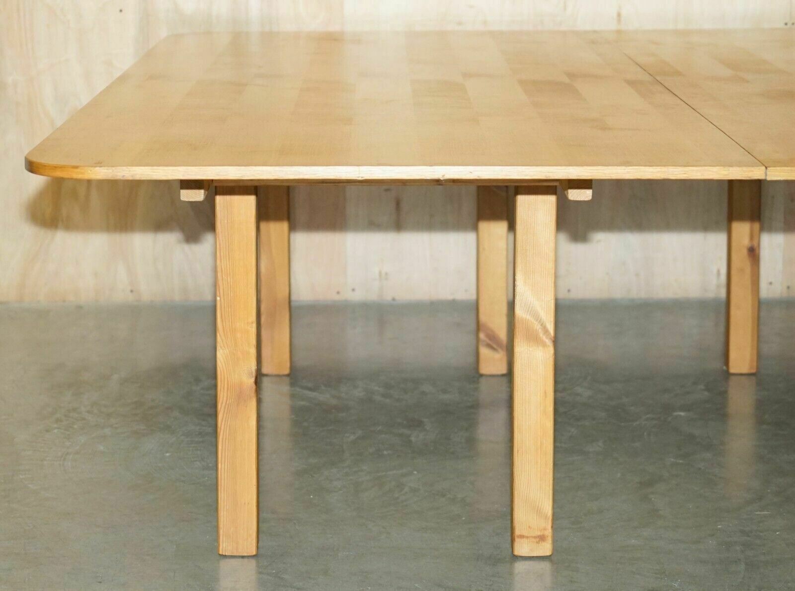 Very Large Solid Hardwood Refectory Workshop Dining Table Splits In The Middle photo Furniture