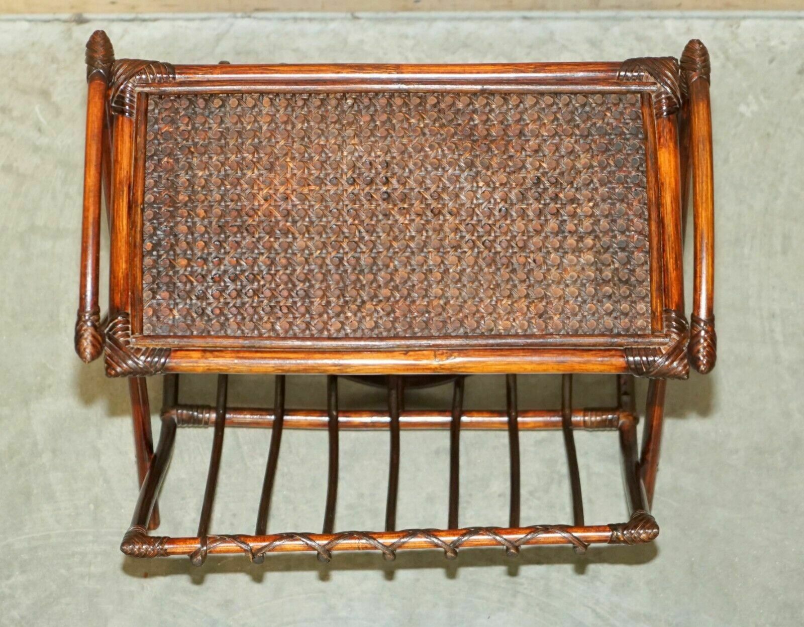750.0 Fine Vintage Bentwood Mid Century Modern Bamboo & Rattan Bergere Magazine Rack photo