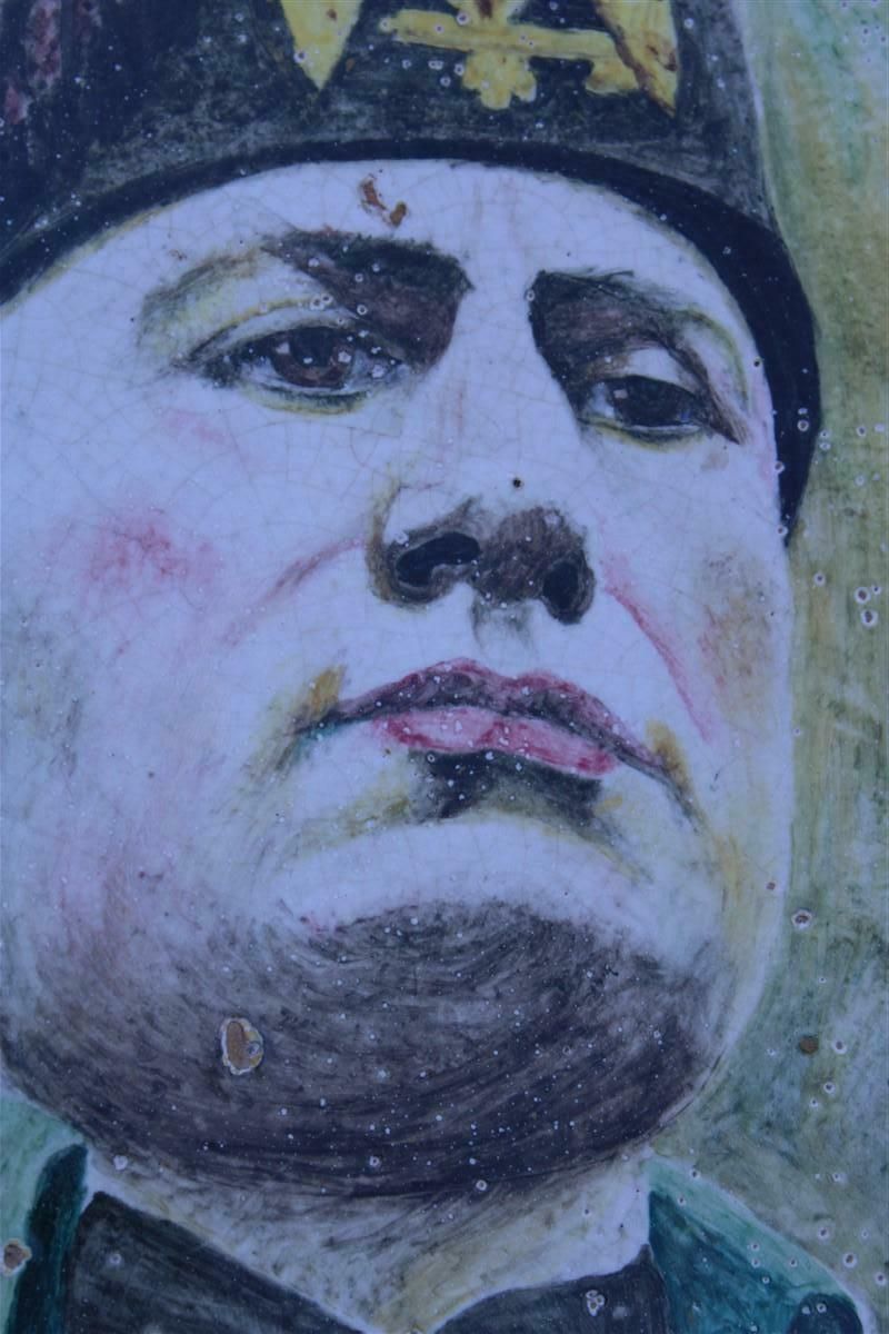 Rare Large Majolica Wall Plate With Face Of Benito Mussolini 1950s Mario Iudice photo 2648.0