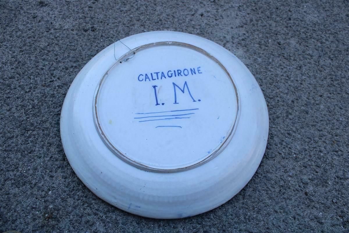 Art Rare Large Majolica Wall Plate With Face Of Benito Mussolini 1950s Mario Iudice photo