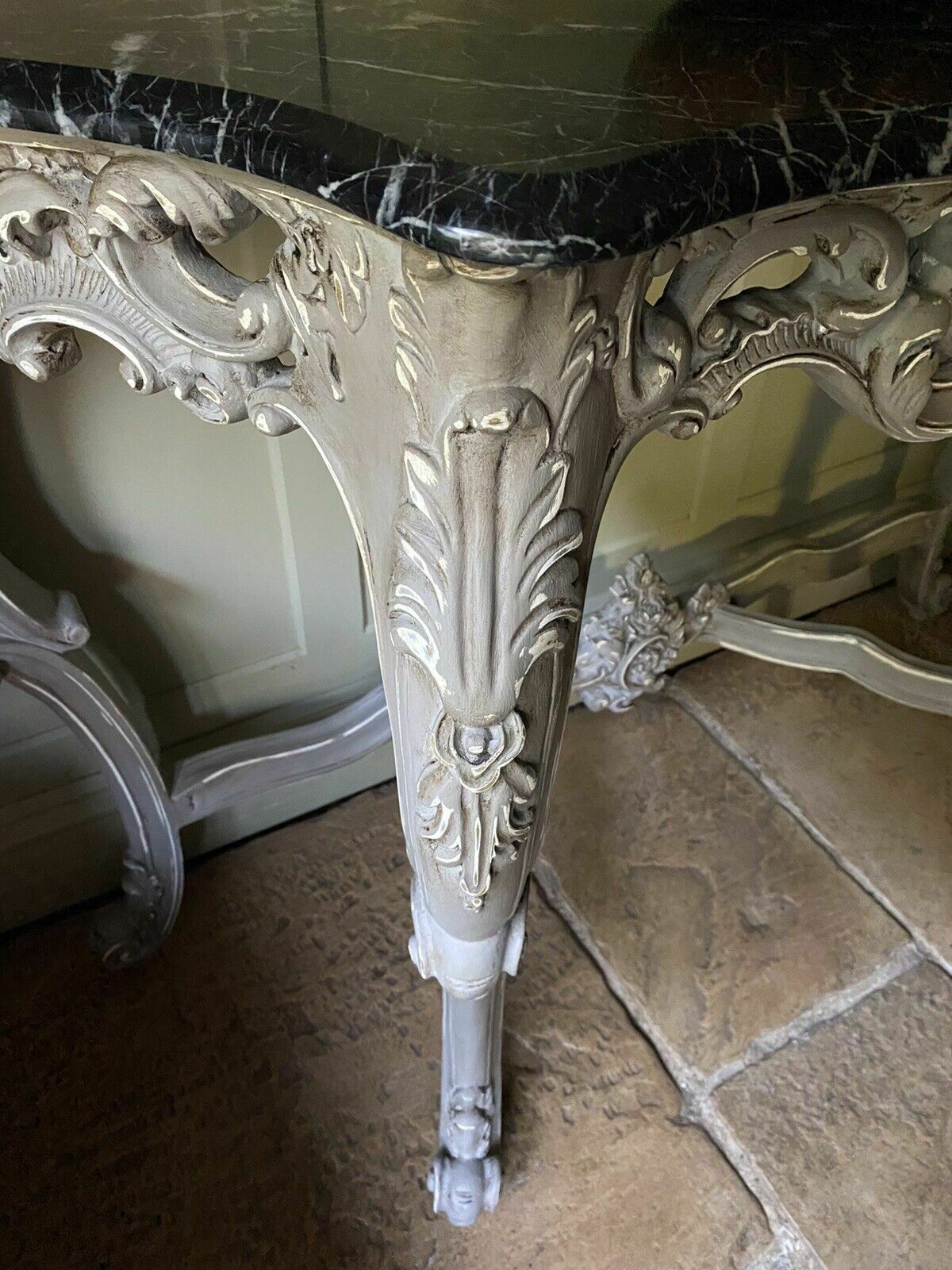 Vintage French Rococo Italian Marble Top Washstand Hall Dressing Console Table photo 1395.0