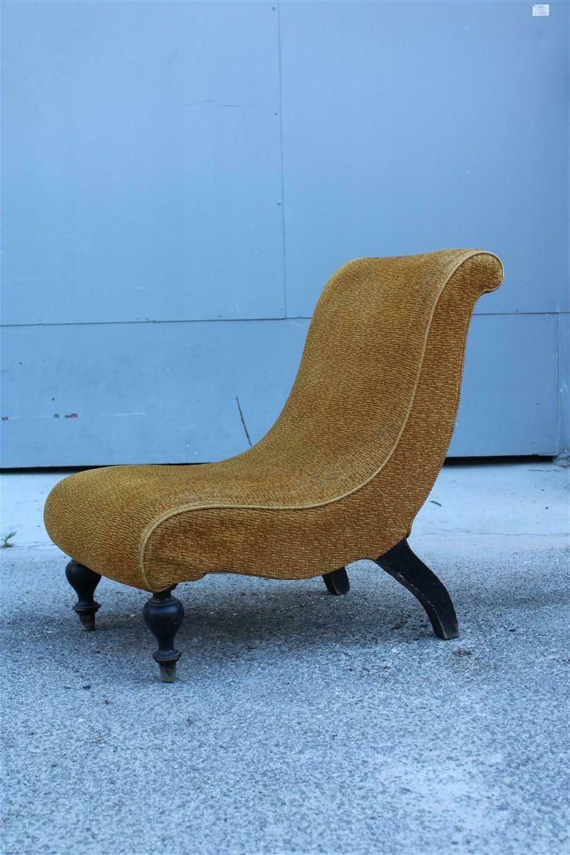 Small Italian Armchair In Yellow Fabric With Wooden Feet Carlo Mollino Style photo furniture