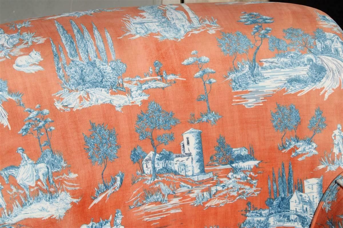 photo vintage Mid Century Italian Pair Armchairs Palolo Buffa Design Fornasetti Style Printed
