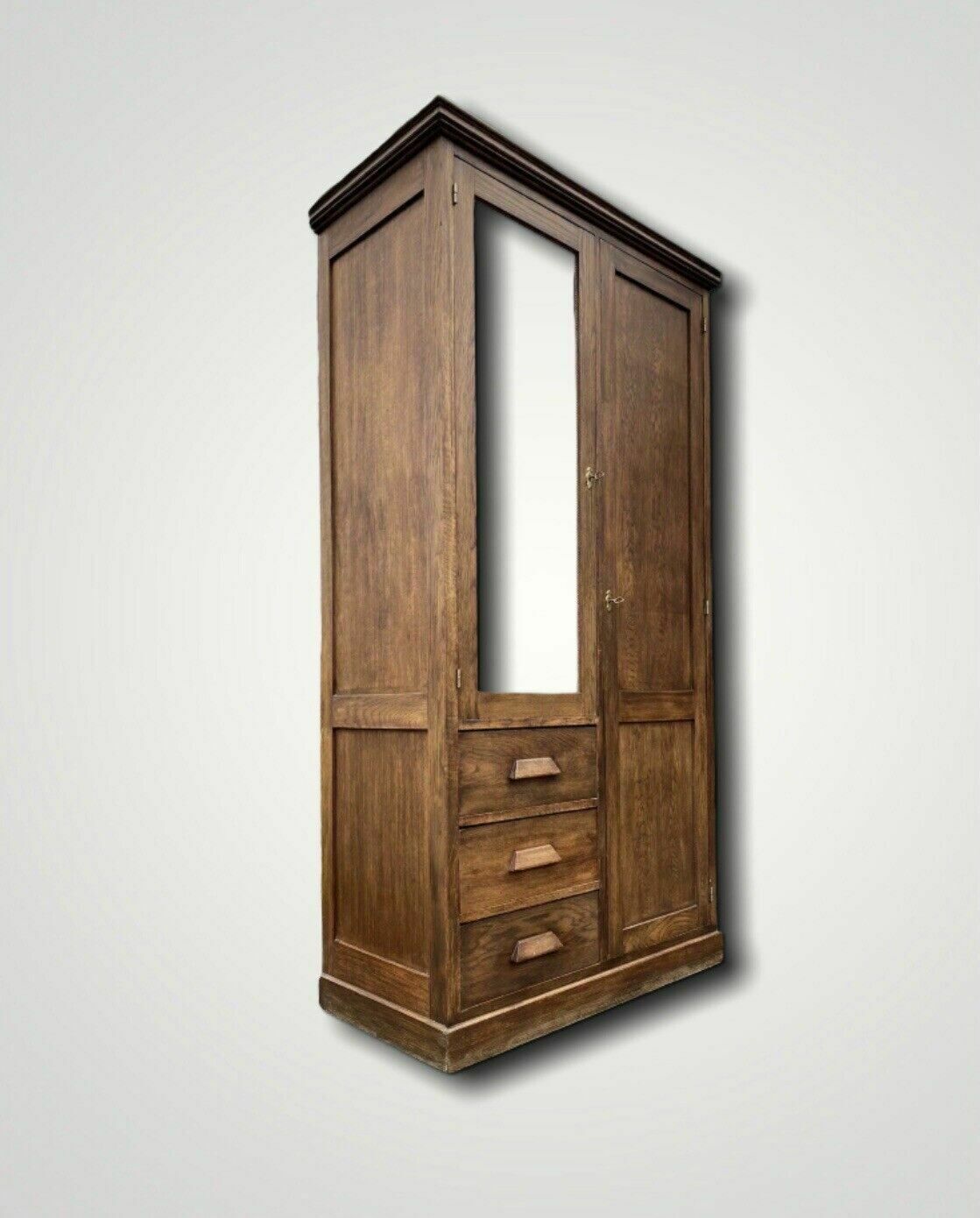 Vintage Oak Glazed Oak Wood Storage Haberdashery Cabinet Compactum
