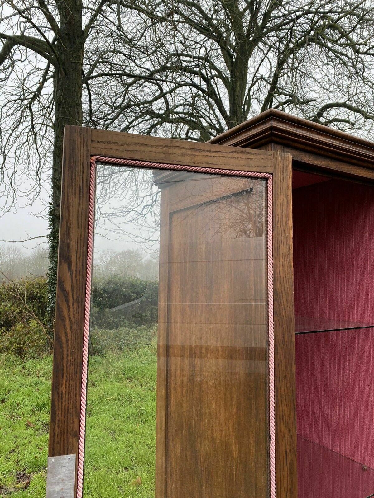 Vintage Oak Glazed Oak Wood Storage Haberdashery Cabinet Compactum photo vinterior