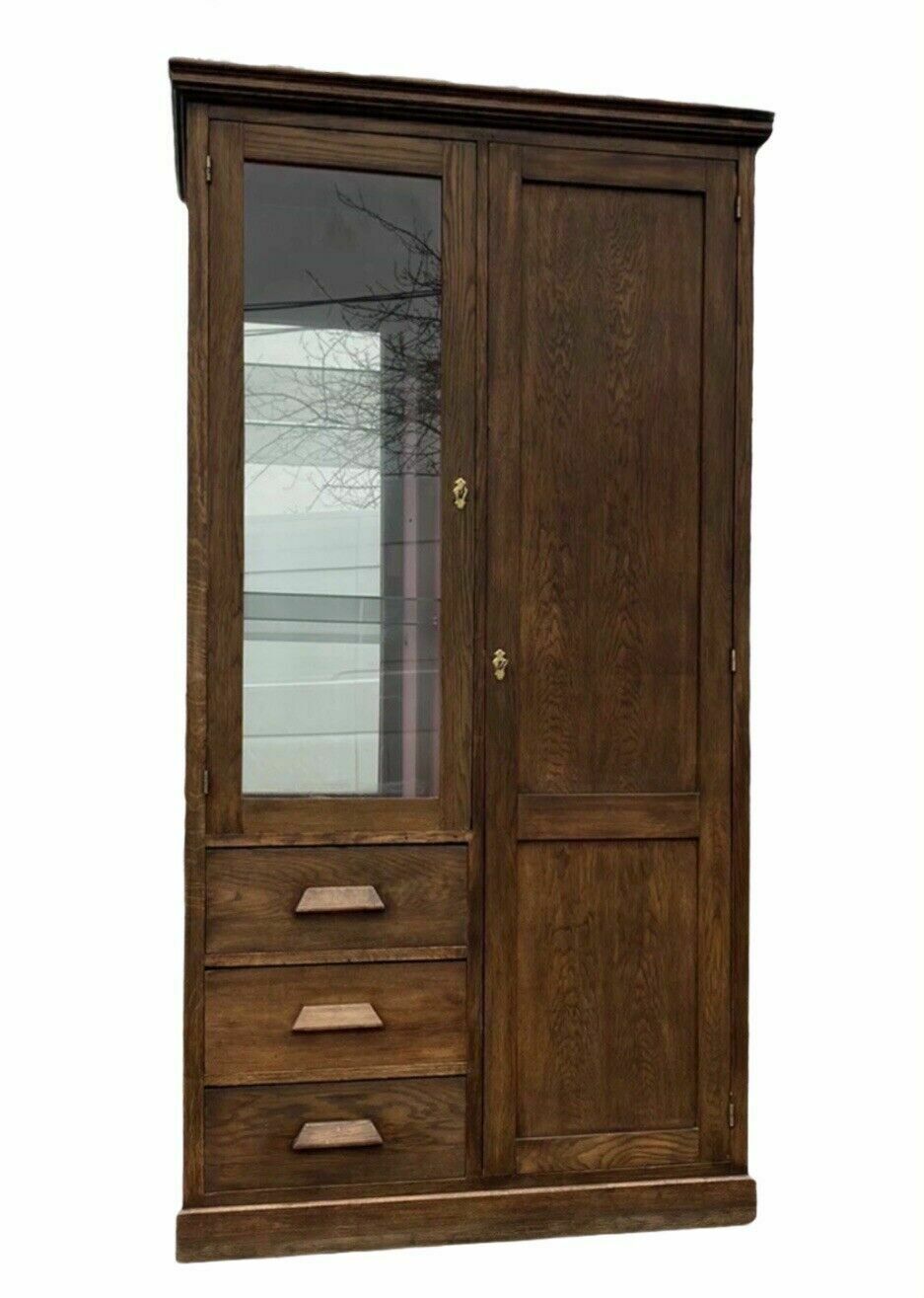 Vintage Oak Glazed Oak Wood Storage Haberdashery Cabinet Compactum photo buy