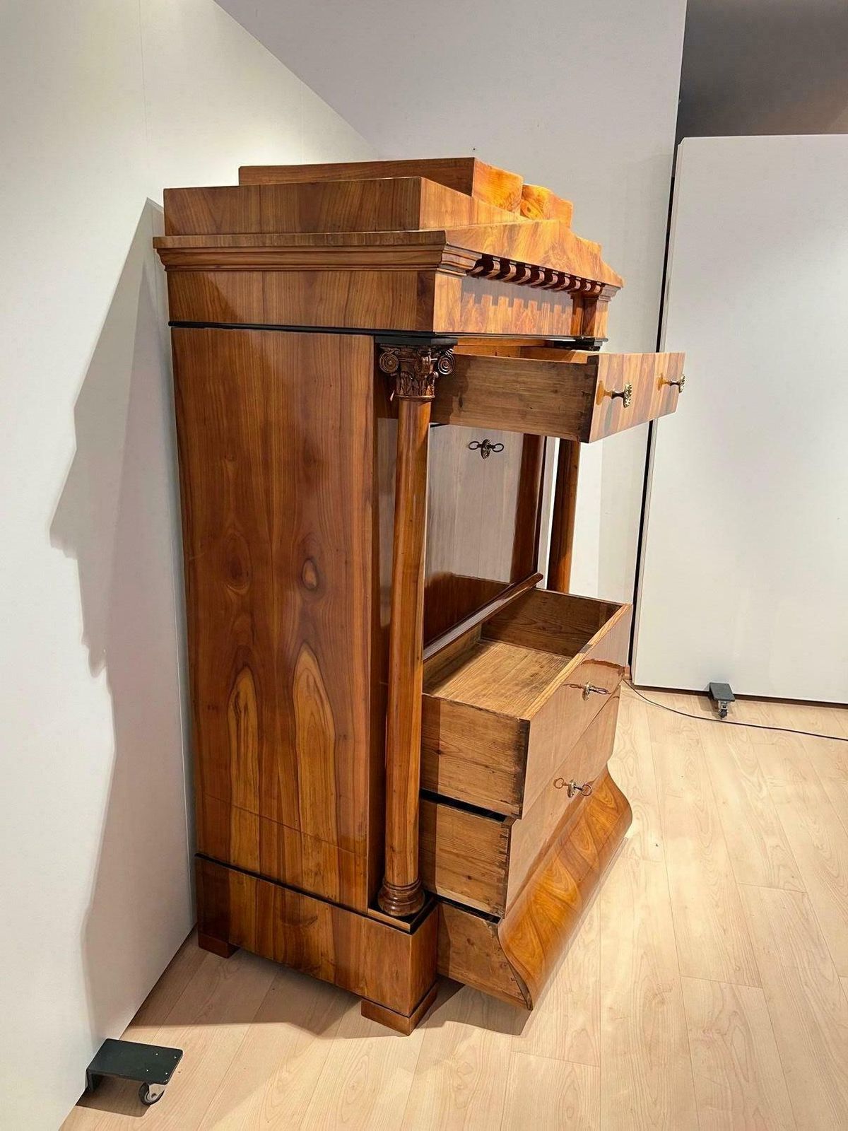 Biedermeier Secretaire, Cherry, Maple, Inlays, Brass, South Germany Circa 1830 photo vinterior