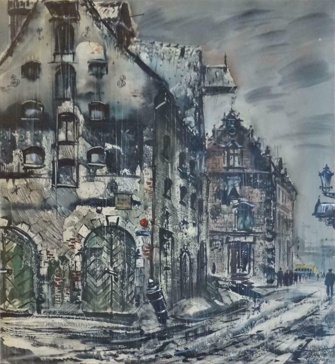 Janis Brekte Old City 1970. Paper, Watercolour, 1970